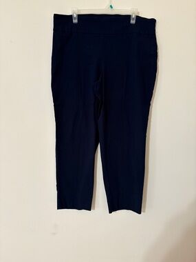 Navy Stretch Pull-On Cropped Pants